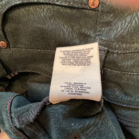 Anthropologie Pilcro and The Letterpress Green Jacquard Ankle Zip‎ Pants… - Picture 13 of 13